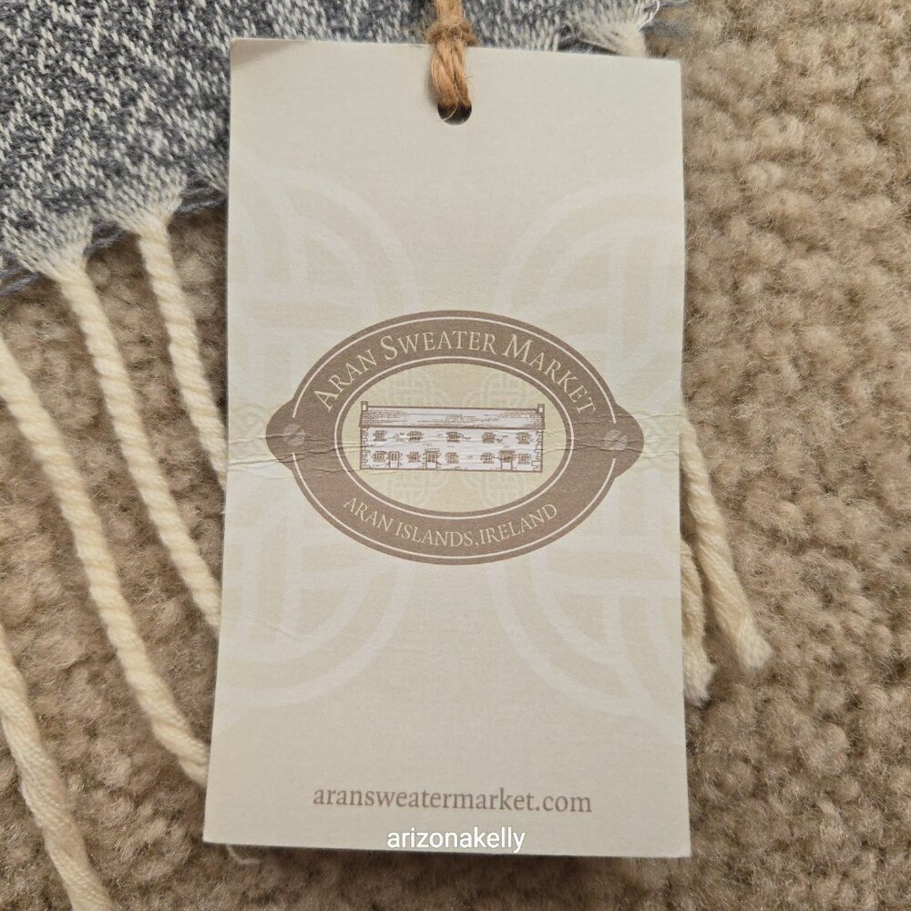 NWT Aran Sweater Market Woven Wool Blend Scarf Ireland Celtic - Picture 3 of 11